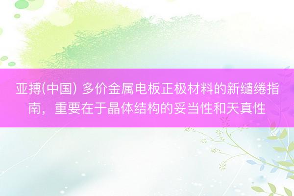 亚搏(中国) 多价金属电板正极材料的新缱绻指南，重要在于晶体结构的妥当性和天真性