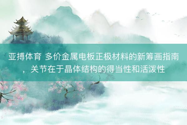 亚搏体育 多价金属电板正极材料的新筹画指南,关节在于晶体结构的得当性和活泼性