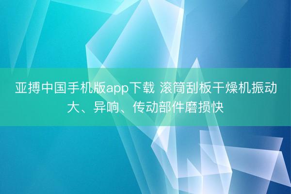 亚搏中国手机版app下载 滚筒刮板干燥机振动大、异响、传动部件磨损快