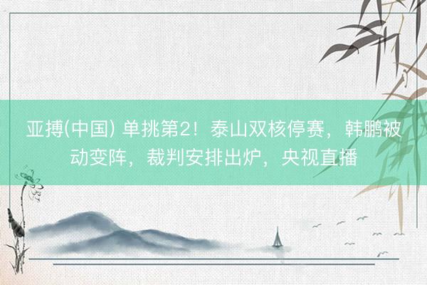 亚搏(中国) 单挑第2！泰山双核停赛，韩鹏被动变阵，裁判安排出炉，央视直播