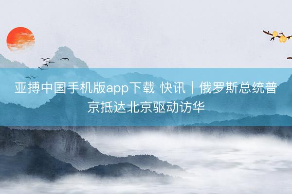 亚搏中国手机版app下载 快讯｜俄罗斯总统普京抵达北京驱动访华