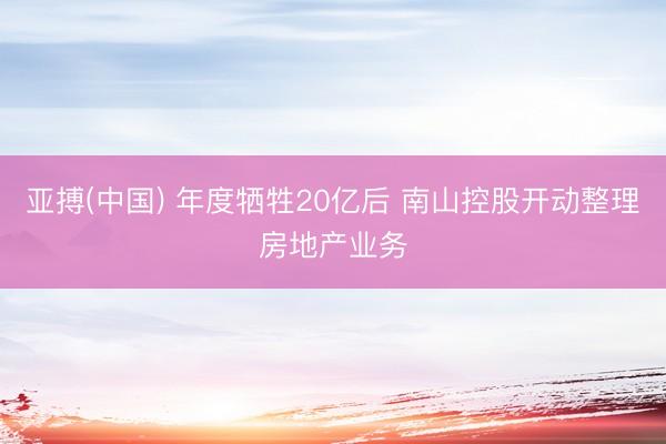亚搏(中国) 年度牺牲20亿后 南山控股开动整理房地产业务
