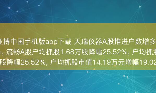 亚搏中国手机版app下载 天瑞仪器A股推进户数增多6408户增幅34.27%, 流畅A股户均抓股1.68万股降幅25.52%, 户均抓股市值14.19万元增幅19.02%
