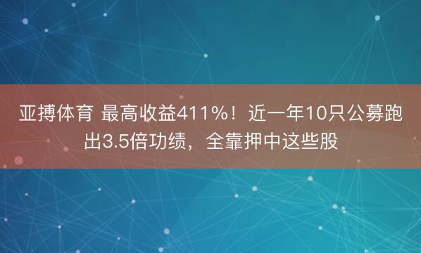 亚搏体育 最高收益411%！近一年10只公募跑出3.5倍功绩，全靠押中这些股