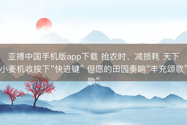 亚搏中国手机版app下载 抢农时、减损耗 天下小麦机收按下“快进键” 但愿的田园奏响“丰充颂歌”