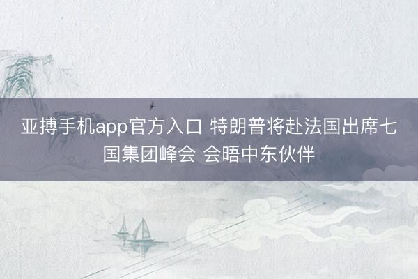 亚搏手机app官方入口 特朗普将赴法国出席七国集团峰会 会晤中东伙伴
