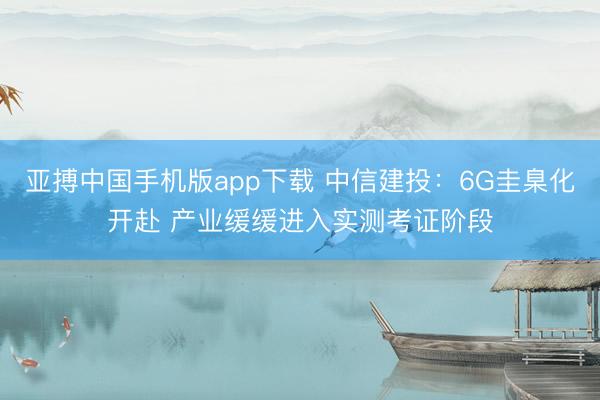 亚搏中国手机版app下载 中信建投：6G圭臬化开赴 产业缓缓进入实测考证阶段