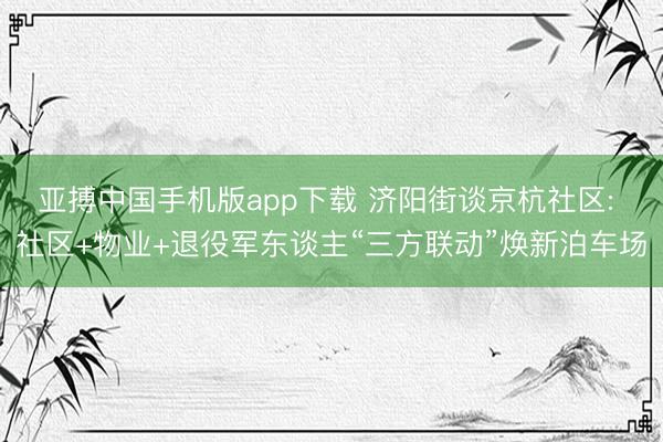 亚搏中国手机版app下载 济阳街谈京杭社区: 社区+物业+退役军东谈主“三方联动”焕新泊车场