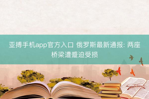 亚搏手机app官方入口 俄罗斯最新通报: 两座桥梁遭蹙迫受损