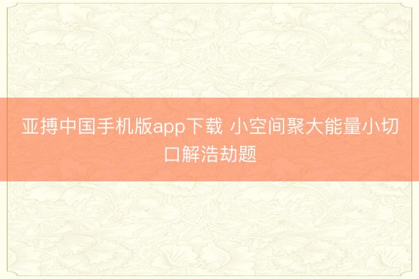 亚搏中国手机版app下载 小空间聚大能量小切口解浩劫题