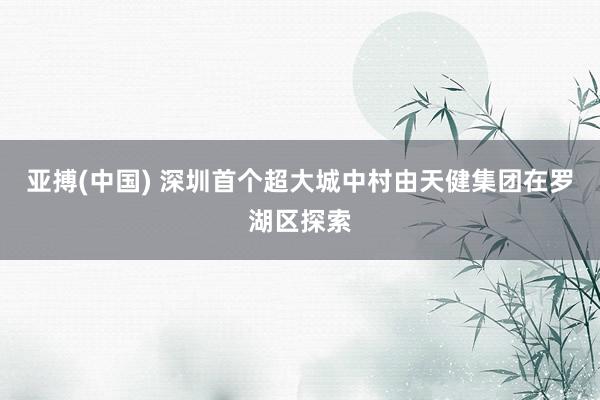 亚搏(中国) 深圳首个超大城中村由天健集团在罗湖区探索
